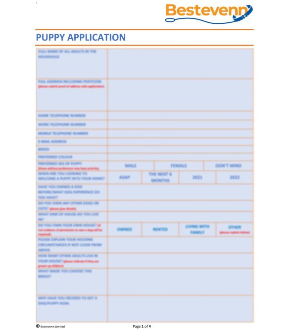 Puppy Screening Application Form