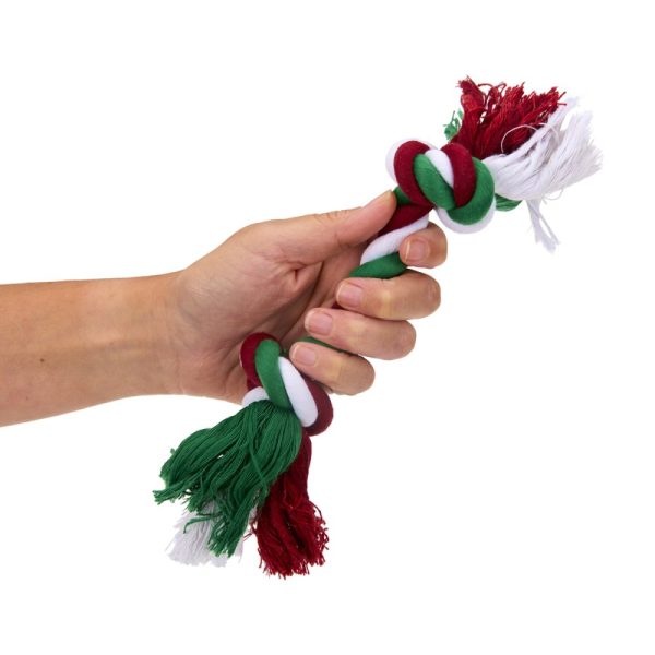 Tri-Coloured Christmas Rope Toy - Image 2